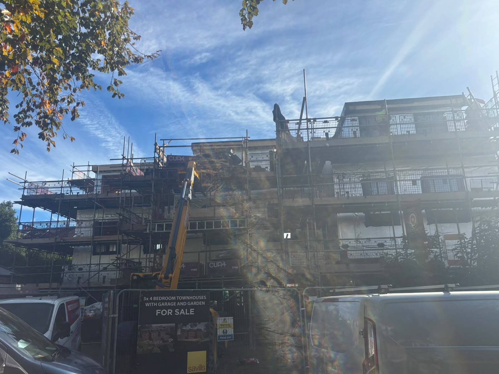 Scaffolded development viewed from the street