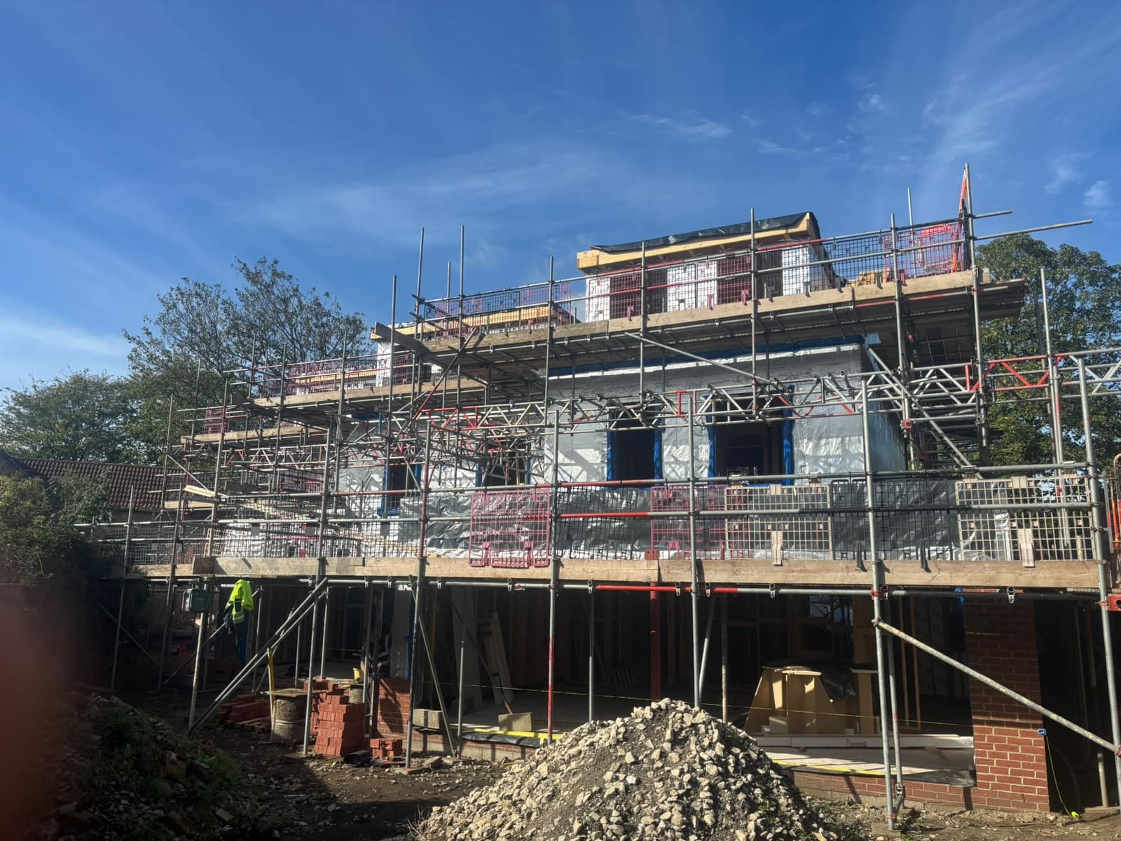 Rear elevation of the development under construction